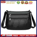 3pcs Women PU Shoulder Bag Multi-pocket  Solid Crossbody Handbag(Black)