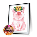 5D DIY Diamond Painting Flower Pig Full Square Drill Crafts Rhinestone Hangin