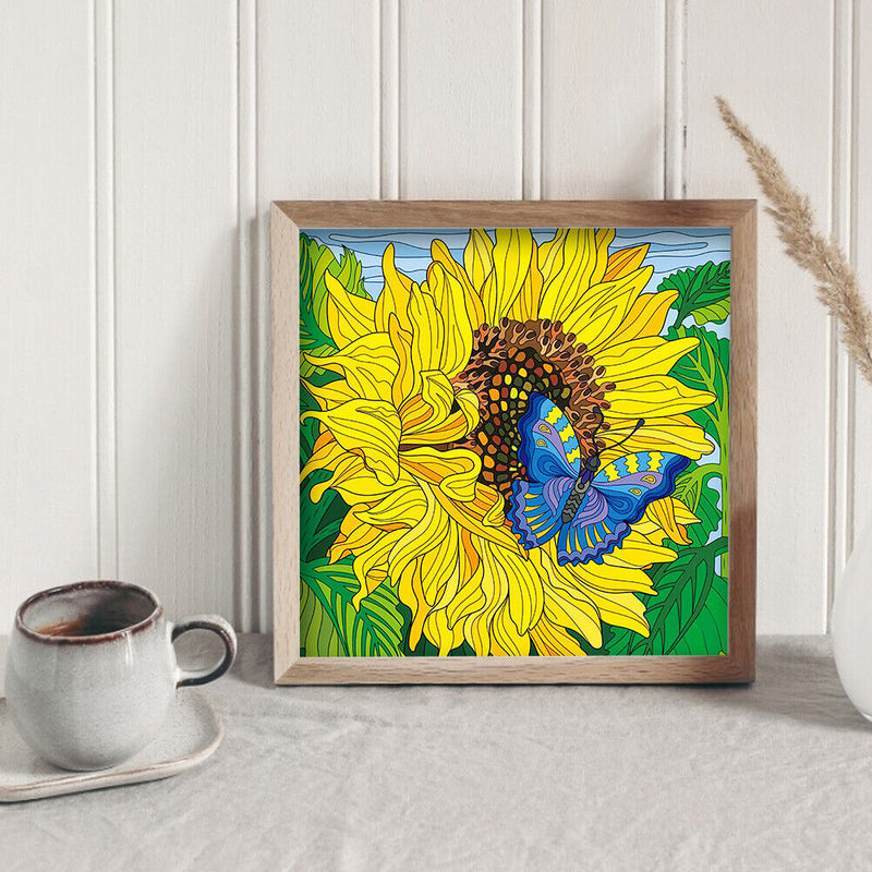 Diamond Painting Partial Special Drill Sunflower butterfly Picture of Rhin