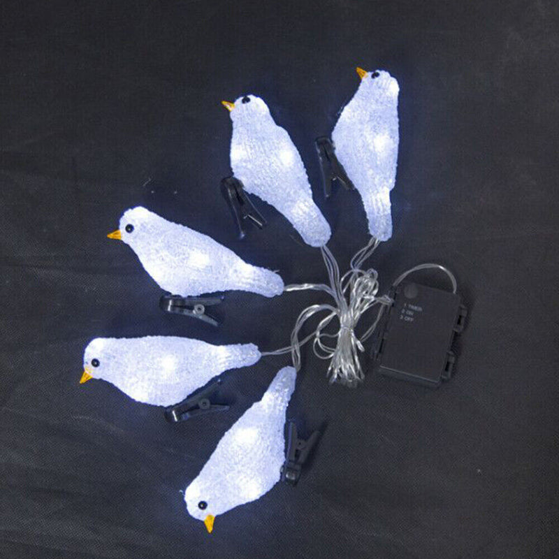 5 LED Acrylic Bird String Lights Waterproof Fairy Lamp Garden Landscape Decor