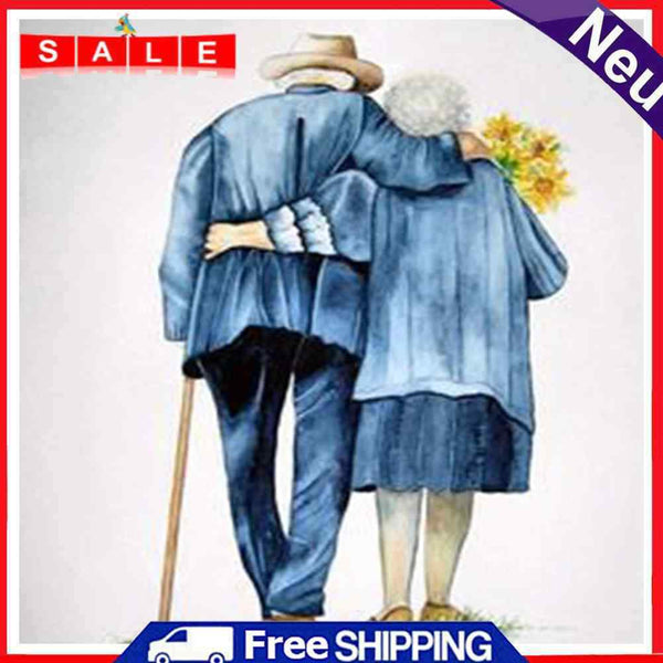 Back View of Old Couple 20X20cm Oil Paint By Numbers Picture DIY Painting Crafts