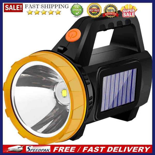 LED Solar Searchlight Portable Rechargeable Outdoor Camping Strong Flashlig
