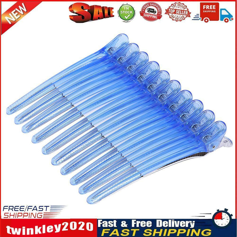 10pcs Hair Care Clip Stainless Steel Hairdressing Sectioning Clamp (Blue) Newly
