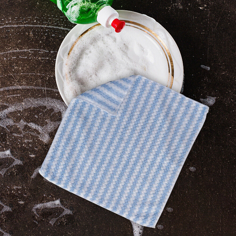 Microfiber Towel Absorbent Kitchen Cleaning Cloths Dish Rag (Blue 30x30cm) Newly
