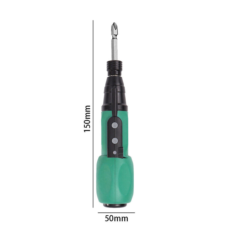 LED Anti-Slip Rod Handle Electric Screwdriver Kit Torque USB Drill (Green)
