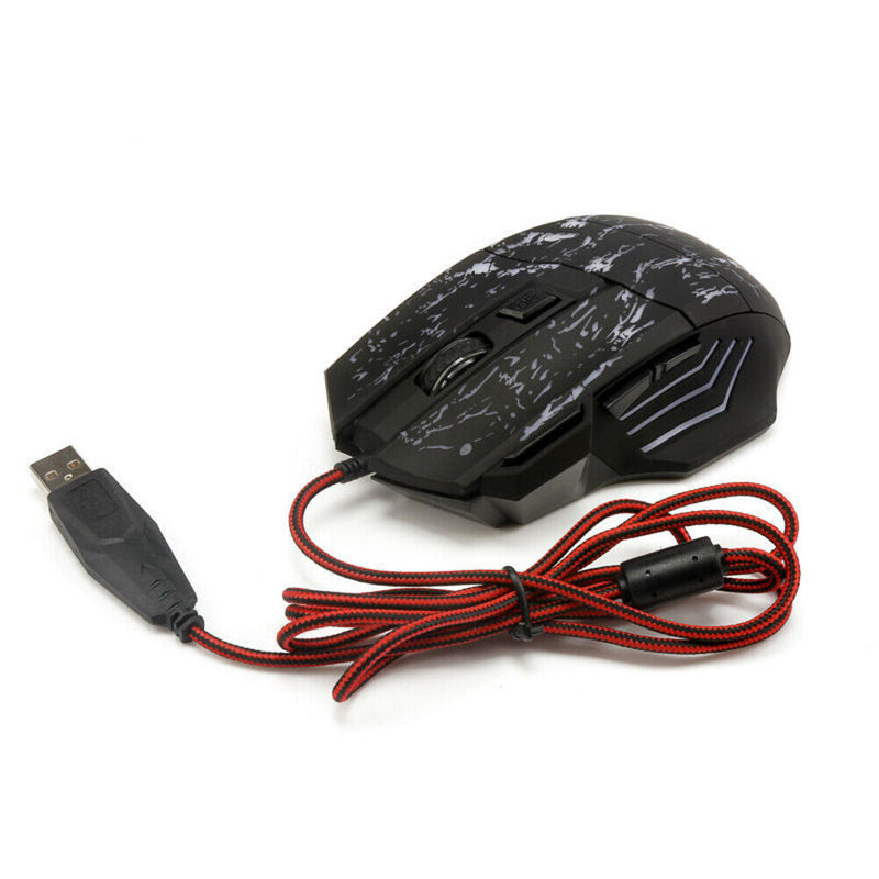7 Buttons Colorful LED Optical USB Wired Mouse Ergonomic Gamer Mice Black