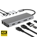 Reader 4K Dual HDMI Rj45 Ethernet Docking Station USB Type-C Hub For Laptop PC