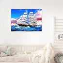 Paint By Numbers Kit DIY Sailboat At Sea Hand Painted on Canvas Oil Art Craft