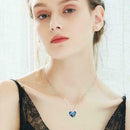 I Love You Forever Heart Pendant Necklace Crystals Elegant Blue He R3P5 I9K2