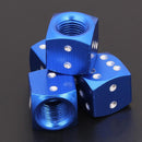 4pcs Dice Style Car Tire Wheel Tyre Caps Valve Stem Dust Covers (Blue) Newly