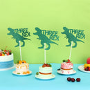 Children Dinosaur Theme Three Rex Dinosaur Cake Decor Cake Toppers Sparkling
