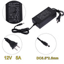 12V 5A AC to DC Power Adapter Dual Cable Converter Universal 5.5x2.1-2.5mm