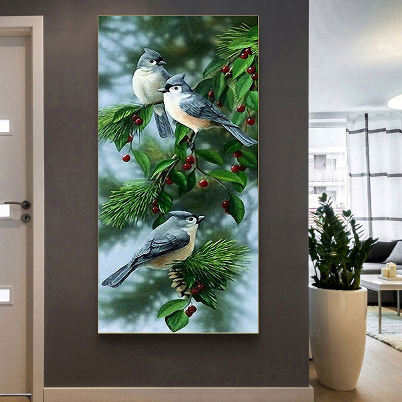 Birds on Branch Oil Paint By Numbers Kit DIY Handpainted on Canvas Wall Art
