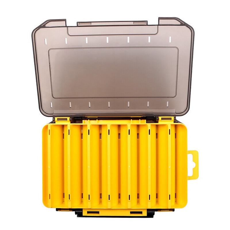 Fishing Lure Box Double Side Bait Case Organizer Fishing Tackle (L Yellow)