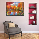 5D DIY Diamond Painting Autumn Lake Full Round Drill Mosaic Rhinestone Pict
