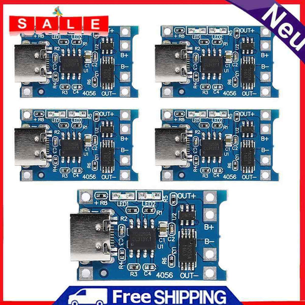 5pcs TP4056 Type-C 1A 18650 Lithium Battery Charger Module Board Dual Functions