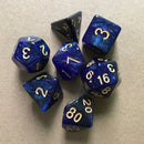 7pcs/Set Dichromatic Dices Digital Polyhedron Starry Sky Dice (Black Blue) Newly
