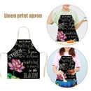Kitchen Linen Apron Lotus Print Home Cooking Bib Household Baking Pinafore