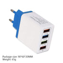 4 USB Wall Charger Phone Fast Charging Charger EU Plug Adapter (Dark Blue)