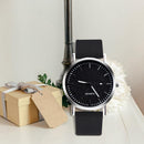 Simple Stylish Women Watch Leather Strap Drill Quartz Wristwatch (Black)