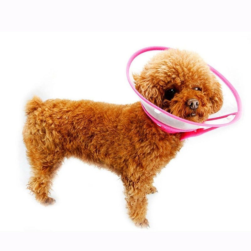 Dog Wound Recovery Cover Pet Anti-Bite Lick Medical Cone Collar (Pink S) Newly