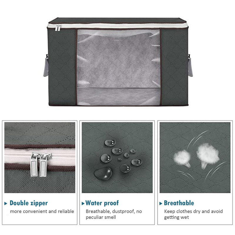 Large Capacity Clothes Storage Bag Organizer with Reinforced Handle Thick F