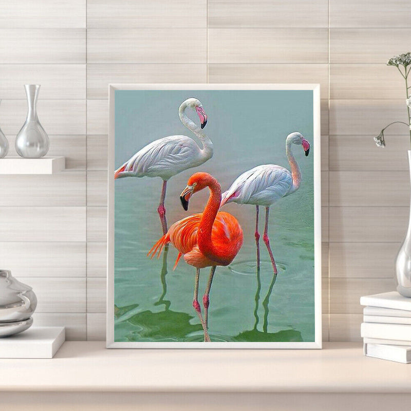 Canvas Painted Oil Paint By Numbers Pink Bird DIY Wall Art Modern Bedroom Decor