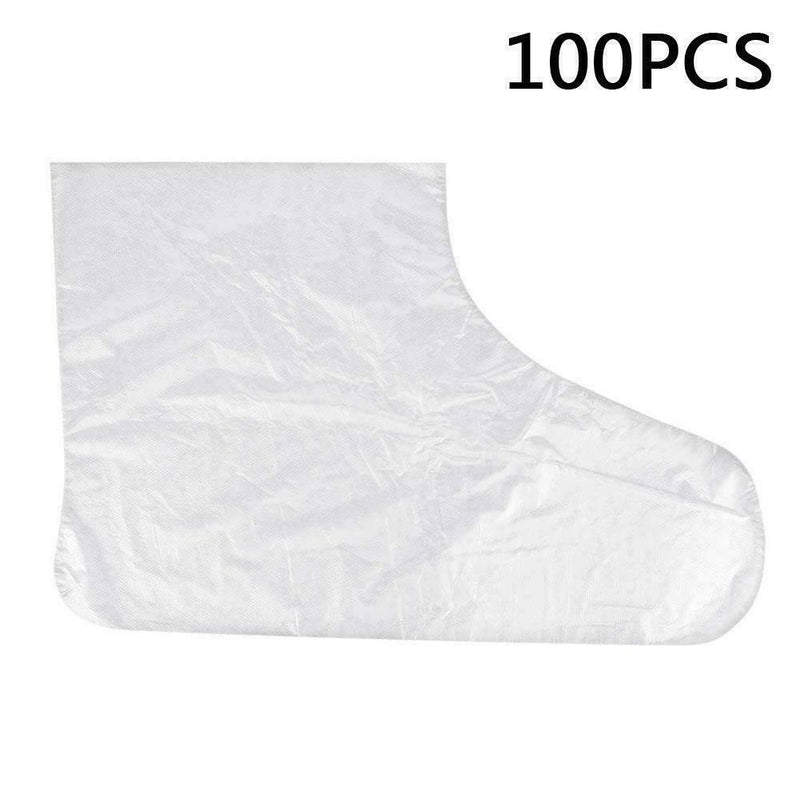 100pcs Disposable Plastic Foot Covers Bags Clear Booties Bath Paraffin N8L6