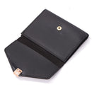 Retro Leather Solid Color Trifold Short Wallet Women Card Holder (Black)