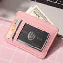 Women Wallets PU Leather Solid Fashion Short Multi-slot Card Purse (Pink)