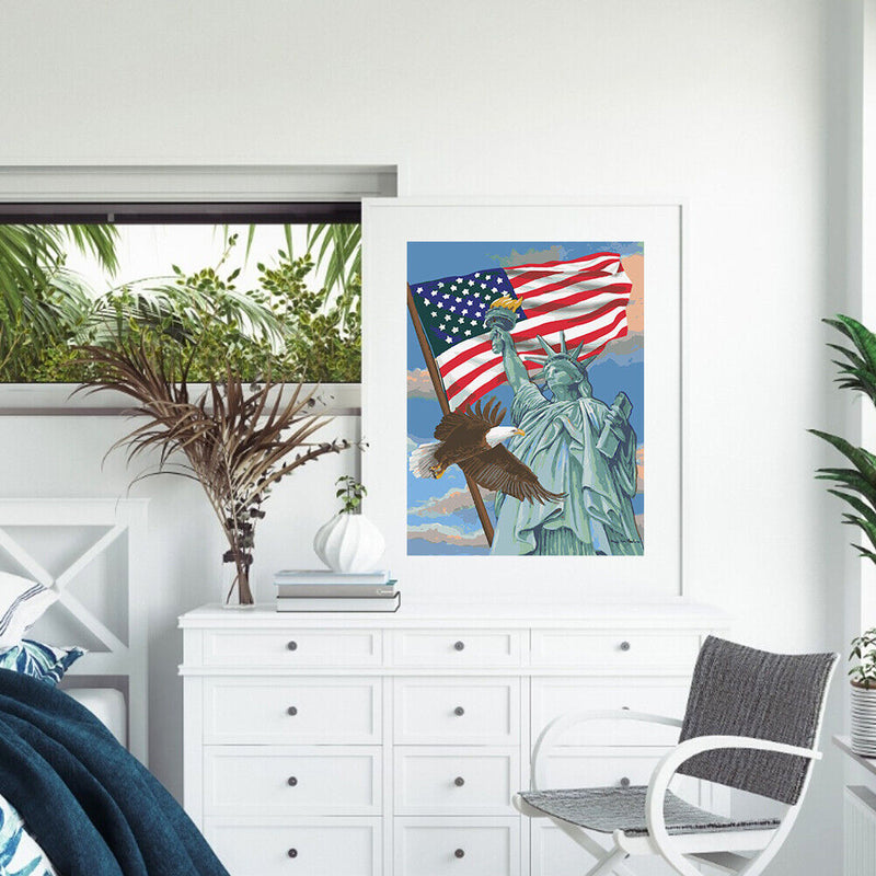 HandPainted Oil Paint Kill Time Picture Colouring Artcraft Eagle and Banner Gift