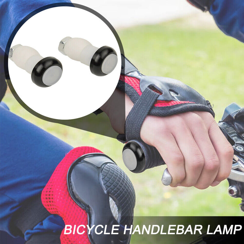 2pcs Bicycle Handlebar Light Bike Bar End Plugs Safety Warning Indicator La