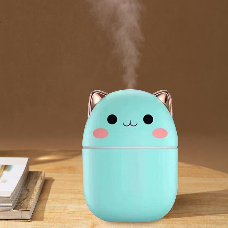 250ml Air Humidifier Cute Aroma Diffuser with Night Light Cool Mist (Green)