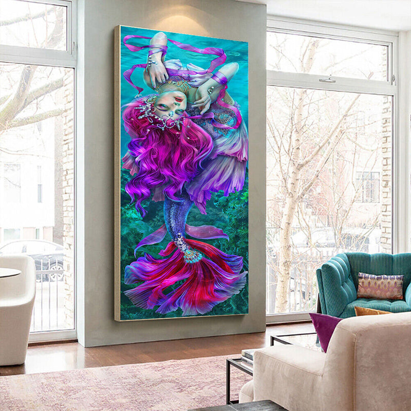 Zero Basis Mermaid DIY HandPainted Paint by Number Kit on Canvas Home Decor