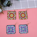 5D DIY Diamond Painting Earrings Double-sided Square Drop Earrings (RZ011) Newly