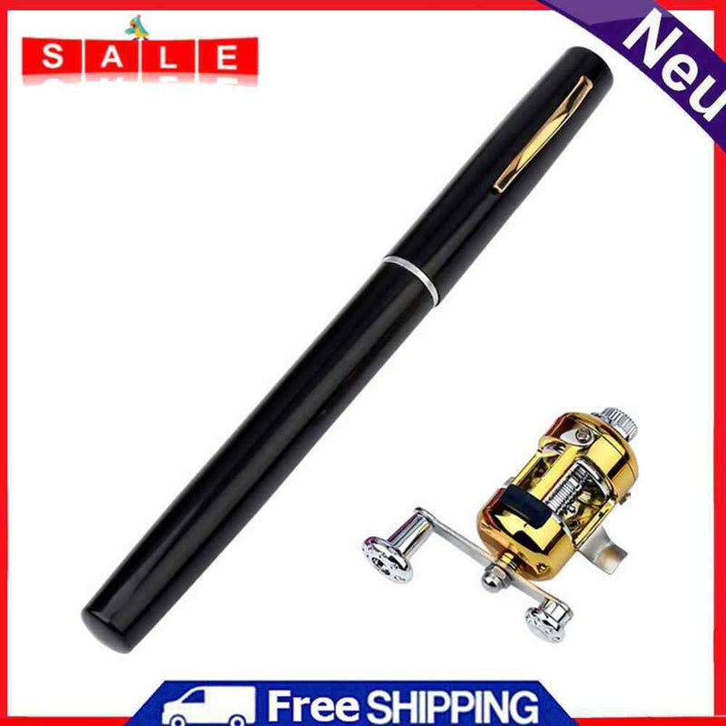 Telescopic Aluminum Mini Pocket Fishing Rod Pole w/ Reel Wheel Fishing Tackle