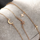 Fashion Bracelet Set Adjustable Bangle Hollow Star Moon Crystal Beads Stones
