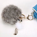 Rabbit Hair Ball Key Chain Pendant Auger Fox Handbags Accessories Gray-100183.0