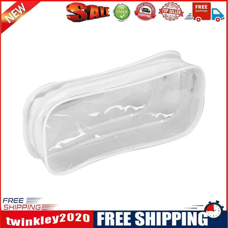 Waterproof Dust-proof PVC Transparent Pencil Case Zipper Pen Holder (White)