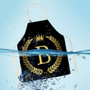 Letter B Printed Linen Apron Kitchen Waterproof Home Cooking Bibs (82X68CM)