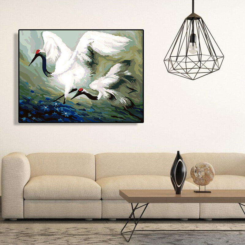 DIY Digital Oil Painting By Numbers Kits Flying Crane Canvas Room Decoration