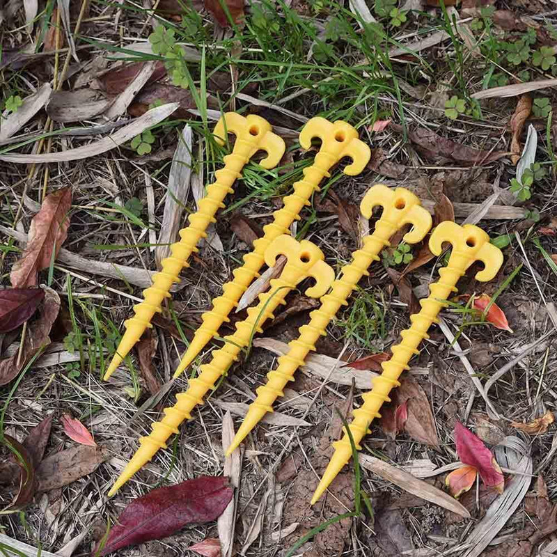 10pcs Ultralight Outdoor Camping Stakes Nylon Spiral Nails Yellow