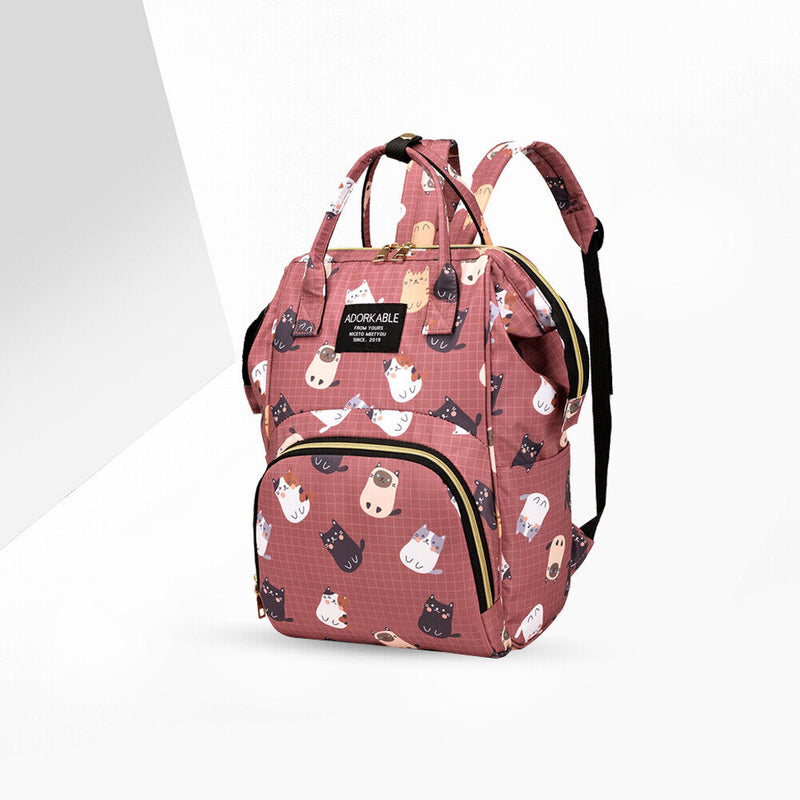 Fashion Women Printing Mummy Diaper Bag Nappy Large Handbag (Cartoon Cats)