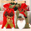 Christmas Bell Candy Gift Drawstring Pocket Children Santa Deer Snowman Bags