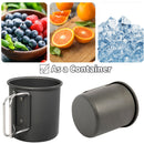 Camping Cup & Foldable Handle Stainless Steel Designed for Outdoor (Black) Newly
