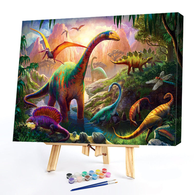 DIY Paint By Number Kit Dinosaur Animal Acrylic Paint Art Craft Decoration Gift