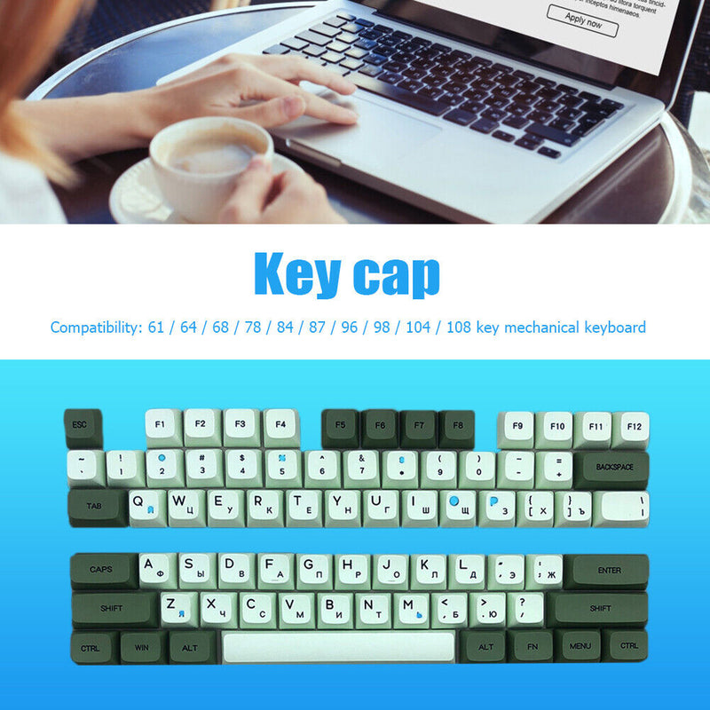 PBT Keycap for MX Switch Gaming Mechanical Keyboard Parts (Matcha Russian)