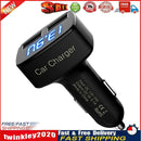 4 In 1 3.1A Dual USB Car Charger Adapter Voltmeter Blue Fahrenheit Newly