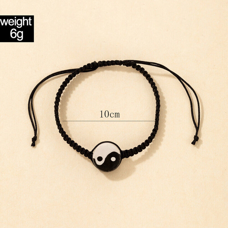 Ethnic Style Tai Chi Braided Rope Charm Yin Yang Adjustable Bracelets Jewelry