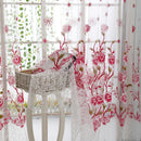 2PCS Peony Curtain Living Room Bedroom Home Door Window Curtain (Pink)